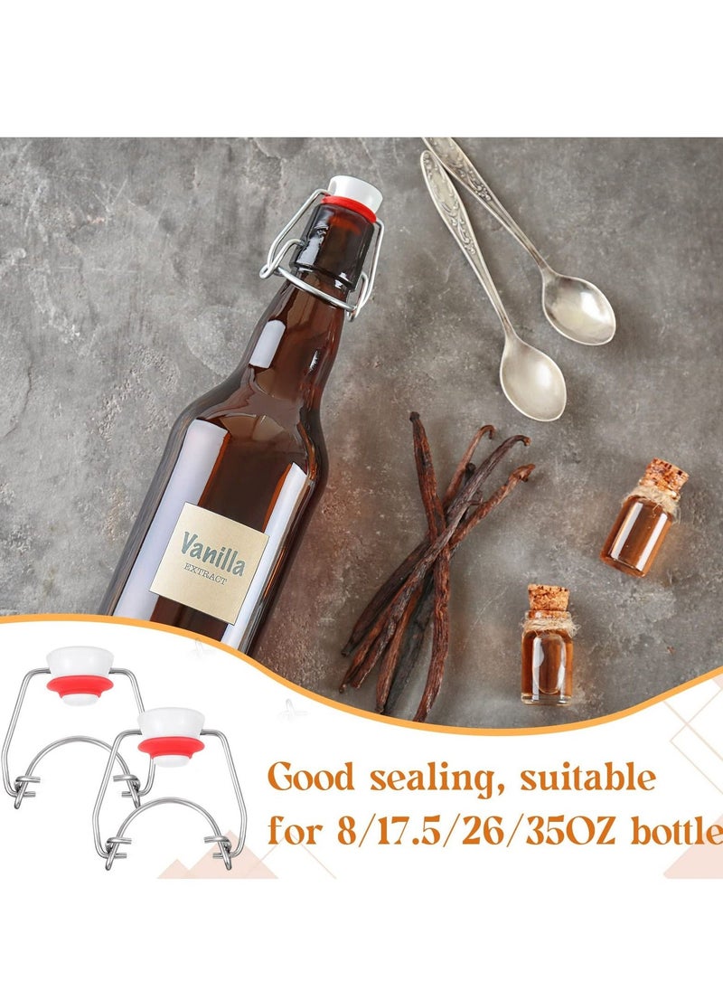 Flip Top Bottle Replacement Caps with Silicone Gasket for Glass Bottles Airtight Swing Top Lids Stopper  8/17.5/26/35oz(6 Pcs) for Home Brewing Kombucha Beverages Oil Vinegar