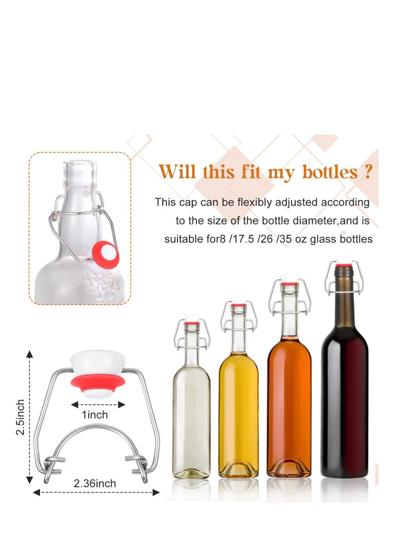 Flip Top Bottle Replacement Caps with Silicone Gasket for Glass Bottles Airtight Swing Top Lids Stopper  8/17.5/26/35oz(6 Pcs) for Home Brewing Kombucha Beverages Oil Vinegar