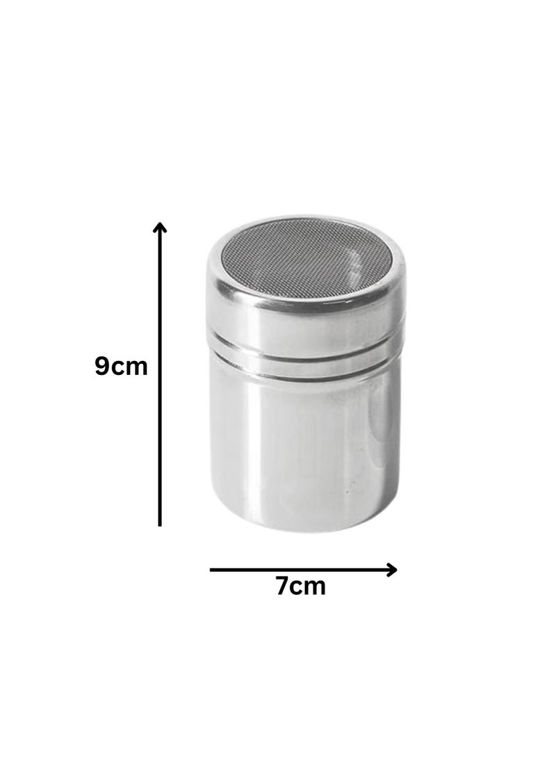 Liying 3Pcs Stainless Steel Coffee Shaker, Sugar Powder, Salt Pot Kitchen Seasoning jar for Kitchen, Coffeeshop, Restaurants, Home (B)