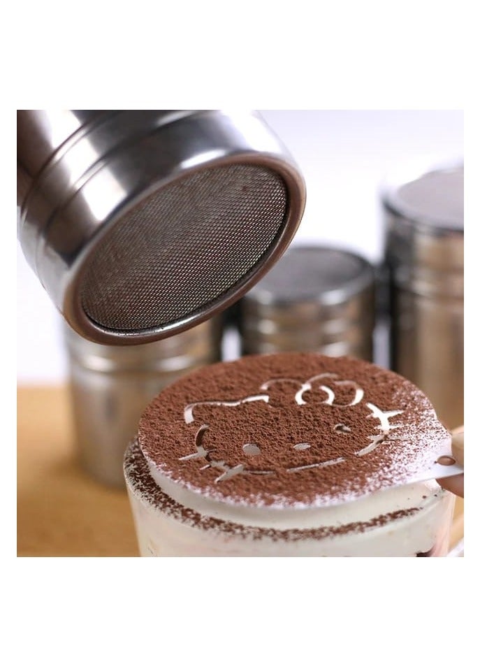 Liying 3Pcs Stainless Steel Coffee Shaker, Sugar Powder, Salt Pot Kitchen Seasoning jar for Kitchen, Coffeeshop, Restaurants, Home (B)