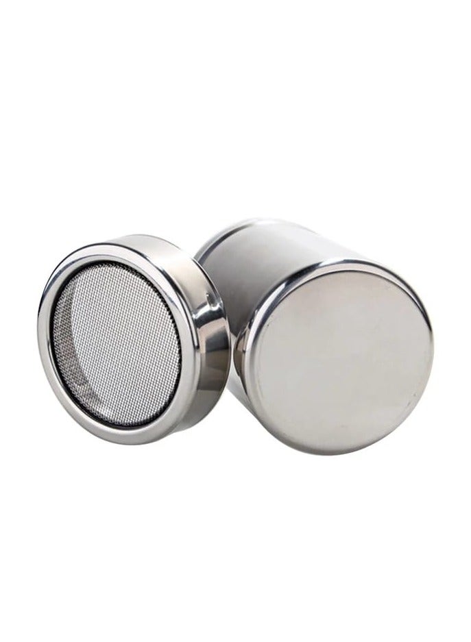 Liying 3Pcs Stainless Steel Coffee Shaker, Sugar Powder, Salt Pot Kitchen Seasoning jar for Kitchen, Coffeeshop, Restaurants, Home (B)