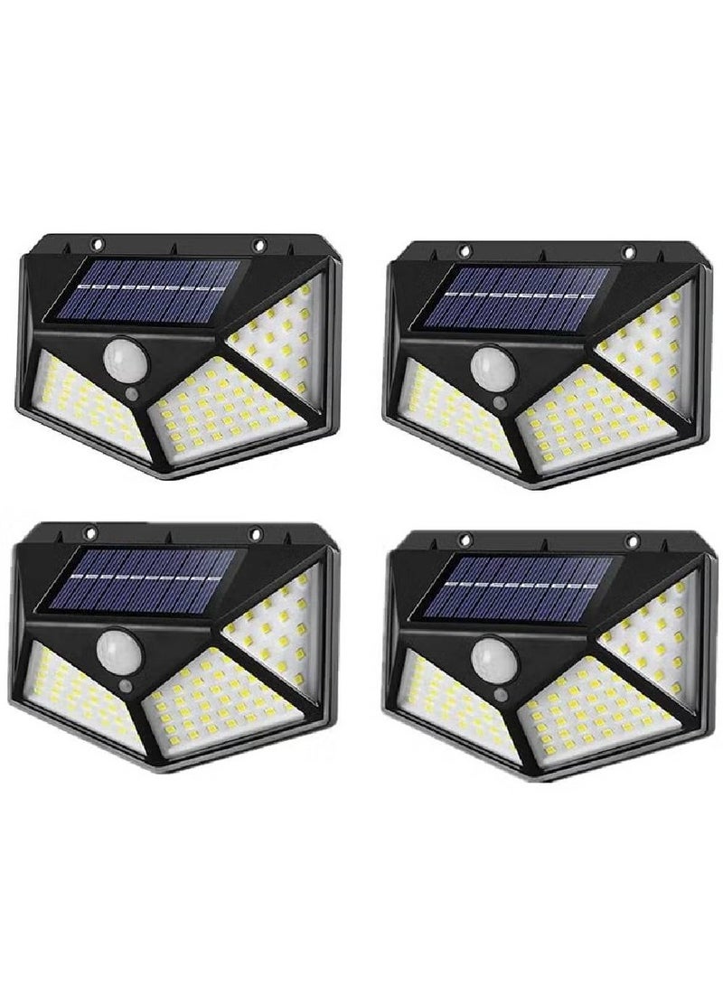 Solar motion sensor lights, outdoor lights 100 LED 4 Pack,Solar Outdoor,3 Working Mode IP65 Waterproof for Garden, Fence, Patio, Garage