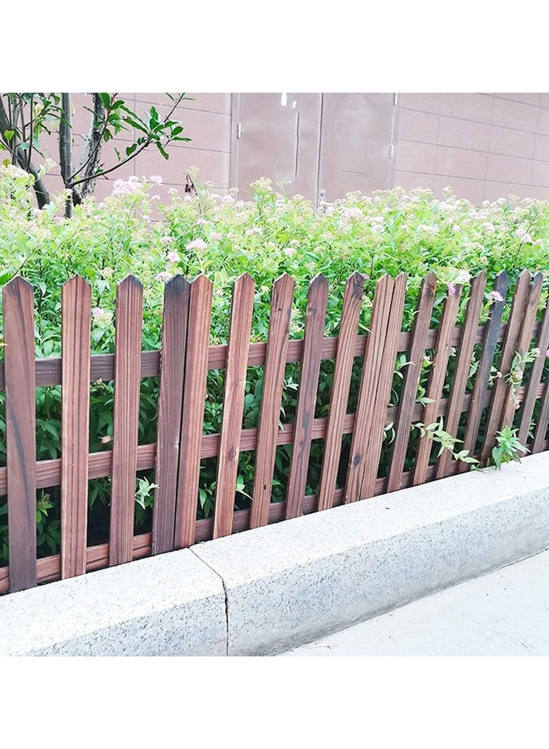 Wooden Picket Fence Interlocking Garden Edging Border Brown