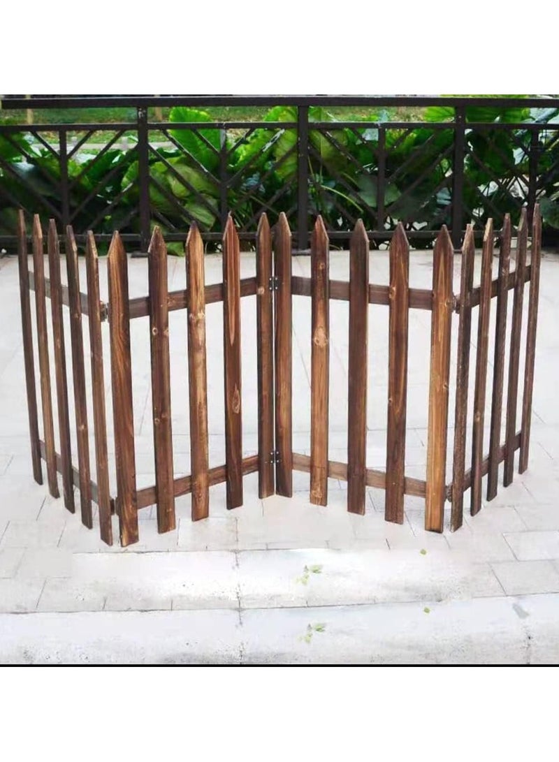 Wooden Picket Fence Interlocking Garden Edging Border Brown