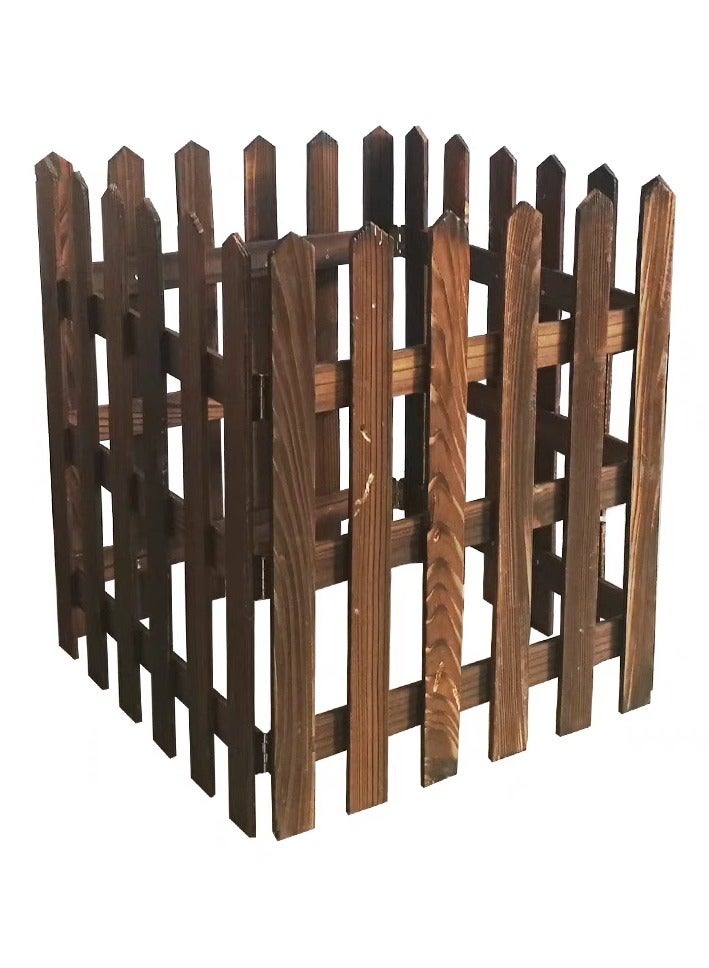 Wooden Picket Fence Interlocking Garden Edging Border Brown