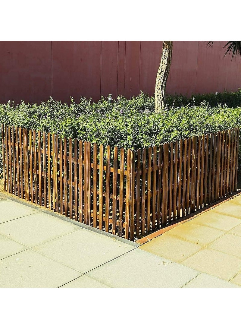 Wooden Picket Fence Interlocking Garden Edging Border Brown