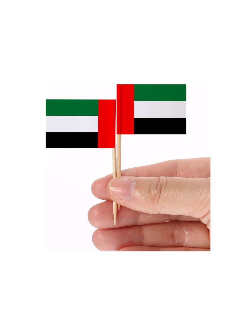 UAE National Day Party Supplies Combo – Includes 1 UAE Flag Bunting, 25 Handheld UAE Flags, and 25 Double-Sided Cake Toppers – Ideal for National Day Celebrations, UAE Events