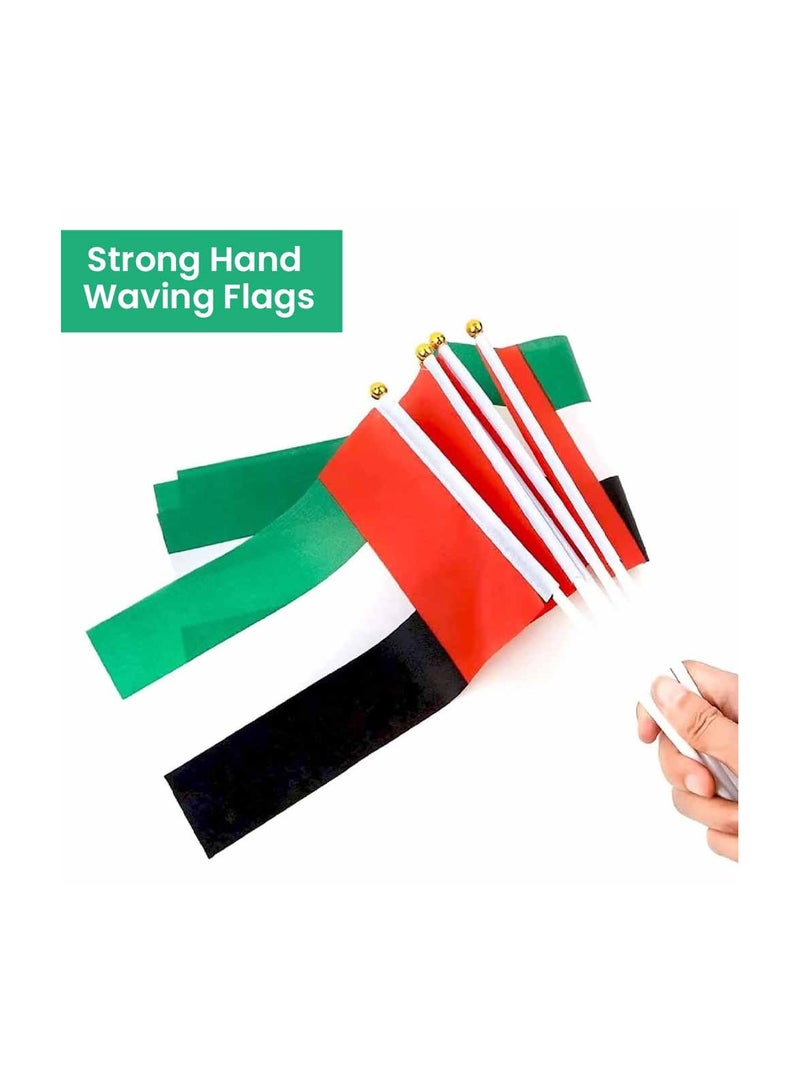 UAE National Day Party Supplies Combo – Includes 1 UAE Flag Bunting, 25 Handheld UAE Flags, and 25 Double-Sided Cake Toppers – Ideal for National Day Celebrations, UAE Events