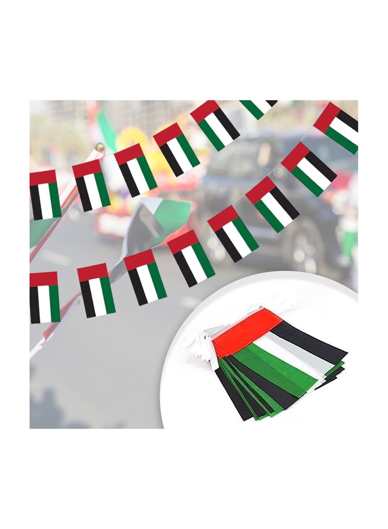 UAE National Day Party Supplies Combo – Includes 1 UAE Flag Bunting, 25 Handheld UAE Flags, and 25 Double-Sided Cake Toppers – Ideal for National Day Celebrations, UAE Events