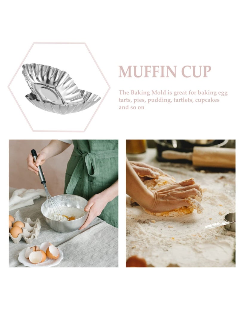 20pcs Cake Cup Kitchen Things, Kitchen Stuff Stainless Steel Molds Egg Tart Making Molds Egg Tart Molds Mold Diy Tart Molds Tart Supply Household Muffin Cup Picnic Supplies