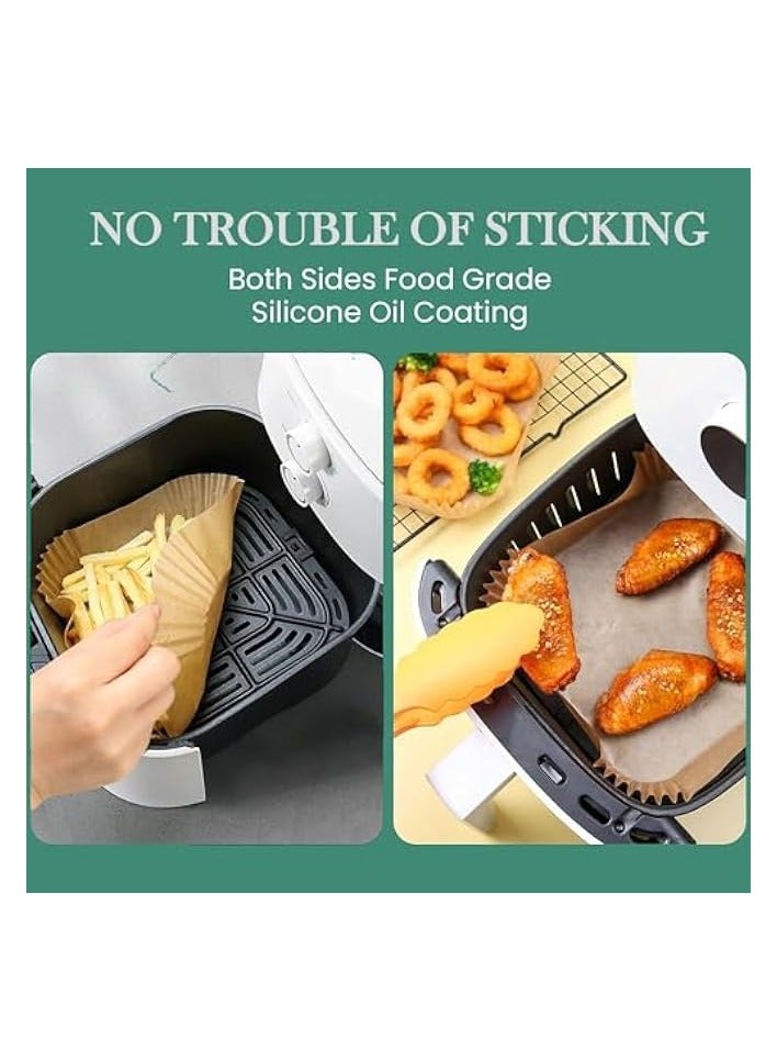 Square Air Fryer Paper Liners - 100 Pcs Air Fryer Paper 20 cm | 7.9 Inch Non Stick Air Fryer Disposable Paper Liner | Air Fryer Liner | Air Fryer Paper Square