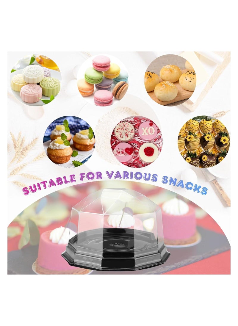 50 Pcs Plastic Cake Container Mini Cake Containers Package Clear Plastic Miniature Cake Bakery Boxes Disposable Cupcake Case With Lids Lesser Fluted Tube Cake Wrappers