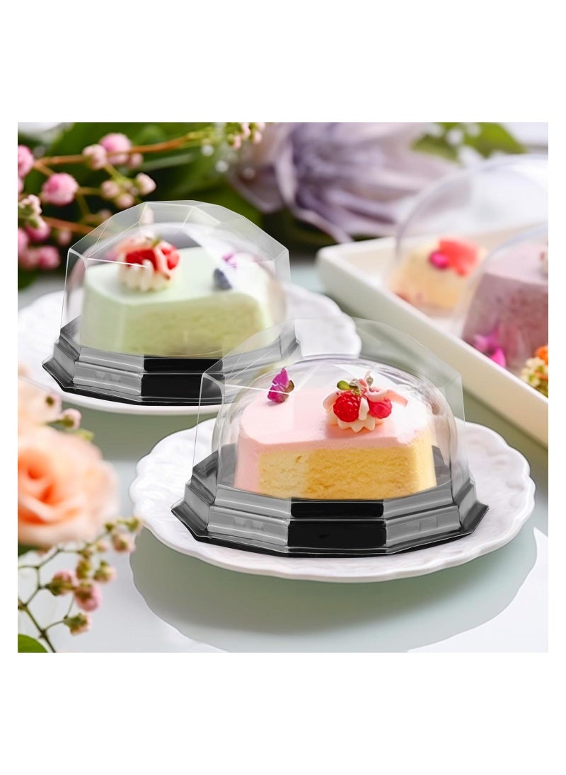 50 Pcs Plastic Cake Container Mini Cake Containers Package Clear Plastic Miniature Cake Bakery Boxes Disposable Cupcake Case With Lids Lesser Fluted Tube Cake Wrappers