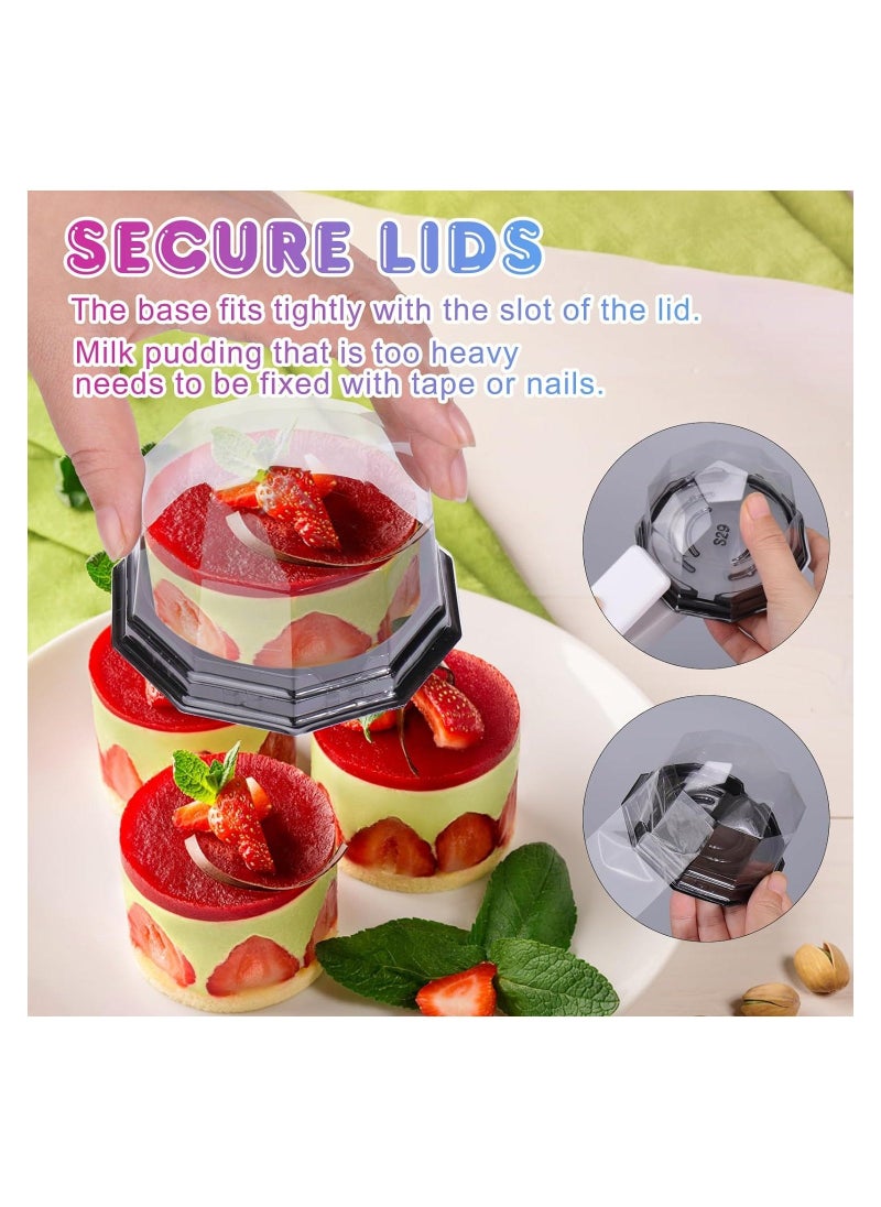 50 Pcs Plastic Cake Container Mini Cake Containers Package Clear Plastic Miniature Cake Bakery Boxes Disposable Cupcake Case With Lids Lesser Fluted Tube Cake Wrappers