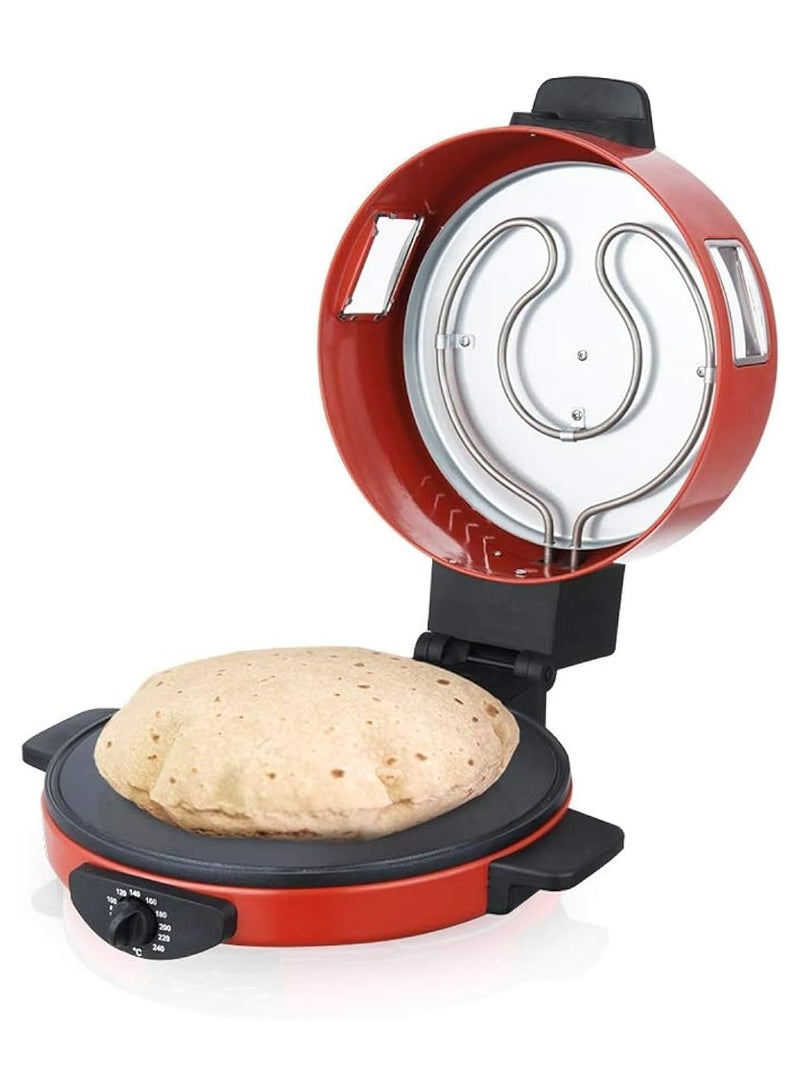 30cm Electric Roti/Tortilla/Pizza Maker NL-RM-4979, Red – Non-Stick, Multi-Functional, Adjustable Temperature Control, 1500W