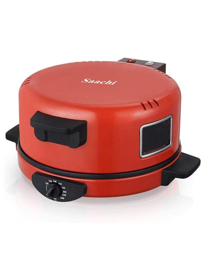 30cm Electric Roti/Tortilla/Pizza Maker NL-RM-4979, Red – Non-Stick, Multi-Functional, Adjustable Temperature Control, 1500W