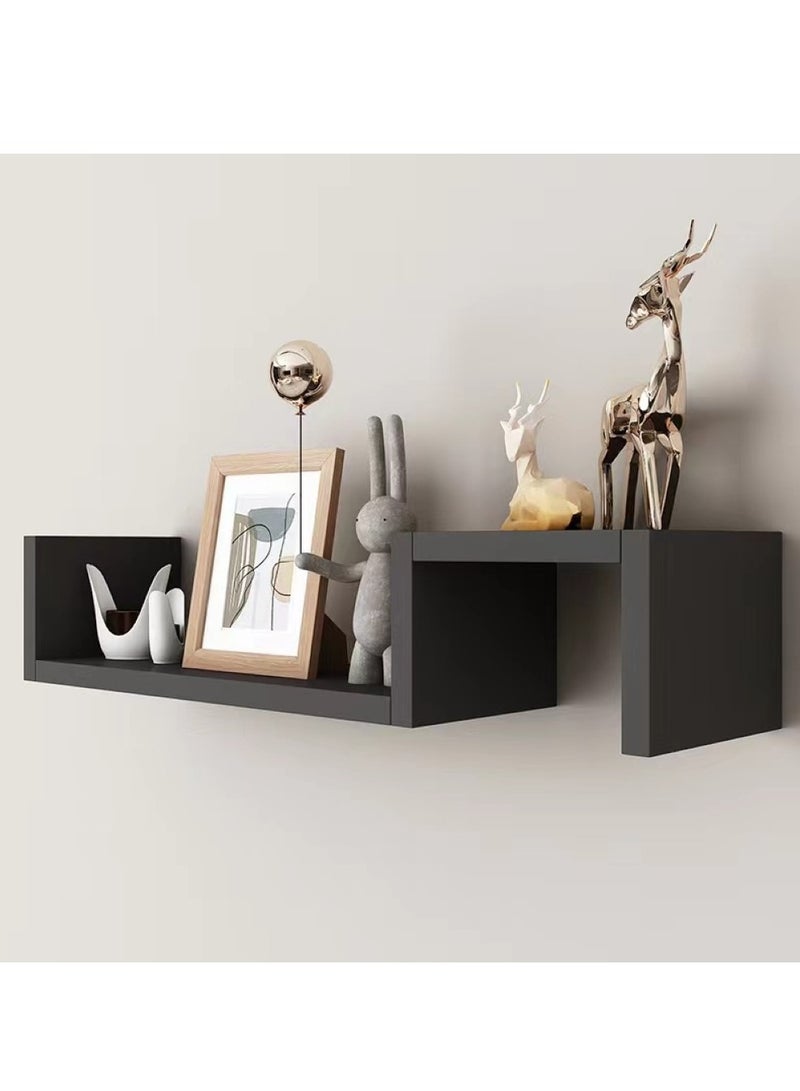 2-Piece Floating Shelve Display Shelf Bookshelves Set Black 58x10x12 cm