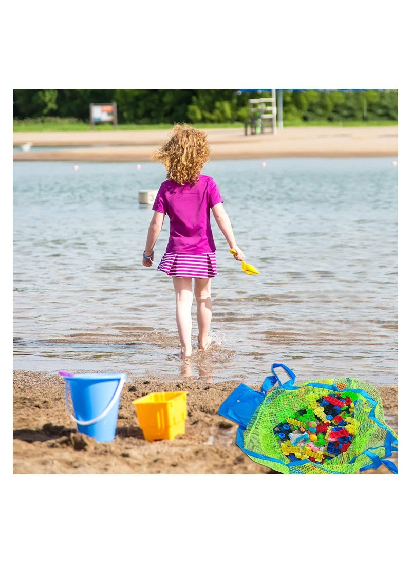 2 Pcs Mesh Beach Tote Bags Foldable Large Net Tote Bag Portable Kids Toys Storage Bags for Kids Sand Toys and Towel Stay Away from Sand and Water Pool and Beach Travel 45cm x 45cm