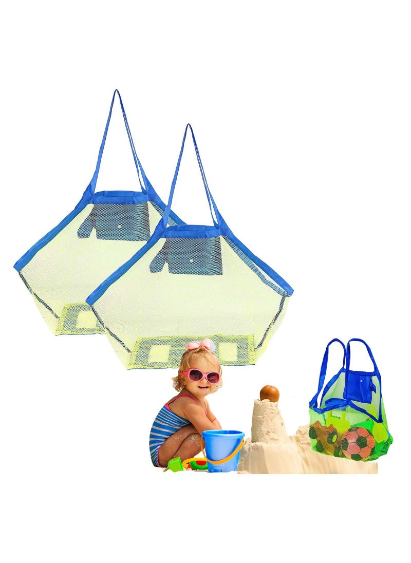 2 Pcs Mesh Beach Tote Bags Foldable Large Net Tote Bag Portable Kids Toys Storage Bags for Kids Sand Toys and Towel Stay Away from Sand and Water Pool and Beach Travel 45cm x 45cm