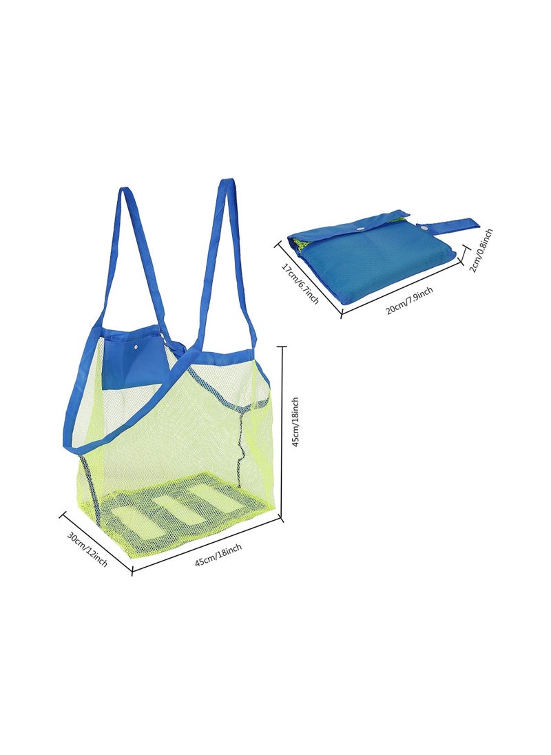 2 Pcs Mesh Beach Tote Bags Foldable Large Net Tote Bag Portable Kids Toys Storage Bags for Kids Sand Toys and Towel Stay Away from Sand and Water Pool and Beach Travel 45cm x 45cm