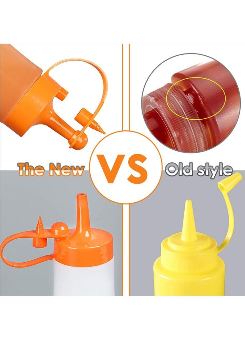 Condiment Squeeze Bottle Sauce Squirt for Kitchen Plastic Syrup Salad Dressing Container Food Dispenser Oil Ketchup Griddle Hot Catsup Pancake Art 12 Oz 3pcs
