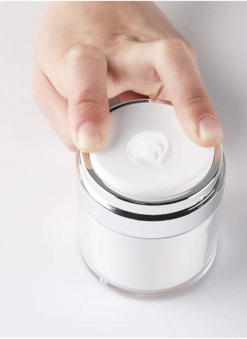 Cosmetic Cream Jar, 2 Pack 1.7 oz Airless Pump Jars Empty Acrylic Emulsions Containers with Pump, Refillable Travel Lotion Jar Bottle With Lid for Thick Moisturizer, Skincare Cream, White