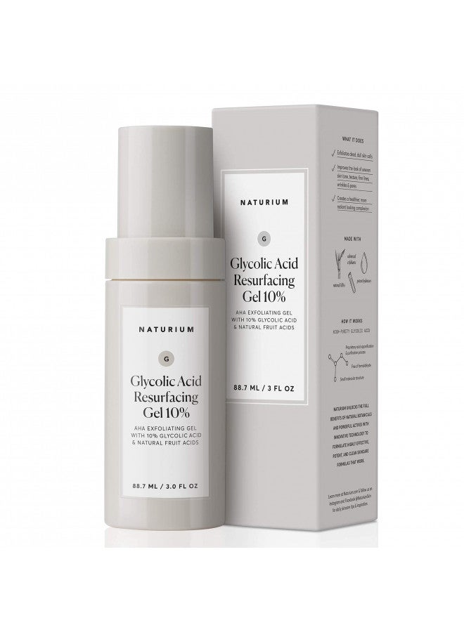 Naturium Glycolic Acid Resurfacing Gel 10%, AHA Exfoliating Gel with Natural Fruit Acids, 3.3 oz