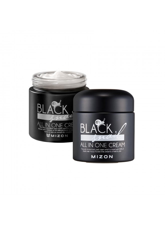 MIZON Black Snail All In One Cream, Premium, Snail Repair Cream, Intensive Care, Korean Skin Care, Facial Moisturizing, Snail Mucin Extract, Wrinkle Care, Firming (75ml / 2.54 fl oz)