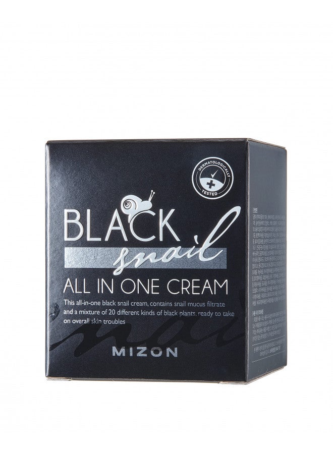 MIZON Black Snail All In One Cream, Premium, Snail Repair Cream, Intensive Care, Korean Skin Care, Facial Moisturizing, Snail Mucin Extract, Wrinkle Care, Firming (75ml / 2.54 fl oz)