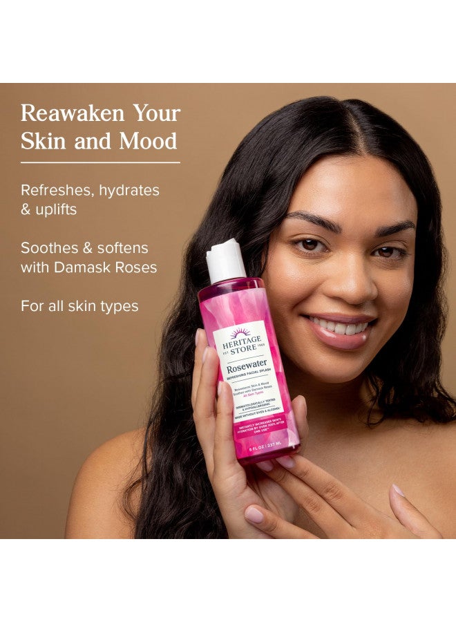 Heritage Store Rosewater, Hydrating Formula for Skin & Hair, No Dyes or Alcohol, Vegan 8oz