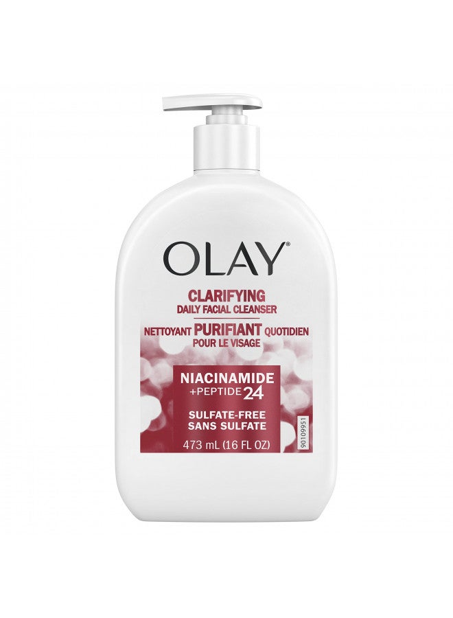 Olay Niacinamide + Peptide 24 Face Wash, Clarifying, Sulfate-Free, 16 oz