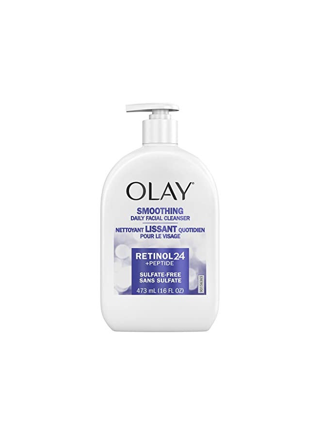 Olay Retinol 24 + Peptide Face Wash, Smoothing, Sulfate-Free, 16 oz