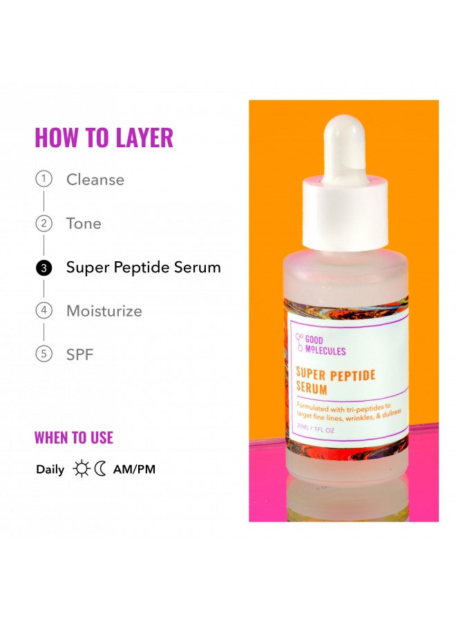 Good Molecules Super Peptide Serum - Anti-aging Facial Serum with Peptides and Copper Tripeptides to Plump and Firm - Water-Based Skincare for Face