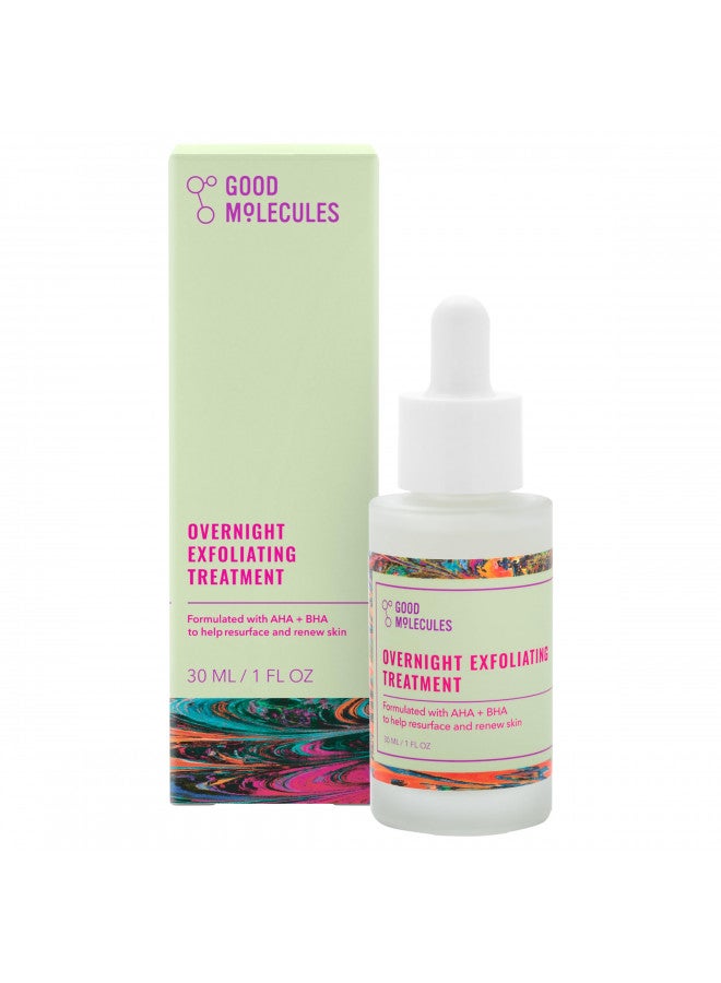 Good Molecules Overnight Exfoliating Treatment 30ml/1oz - Facial Exfoliant With AHA to Resurface for Even Tone and Texture - Pore Minimizer, Anti-aging Skin Care for Face with Salicylic Acid