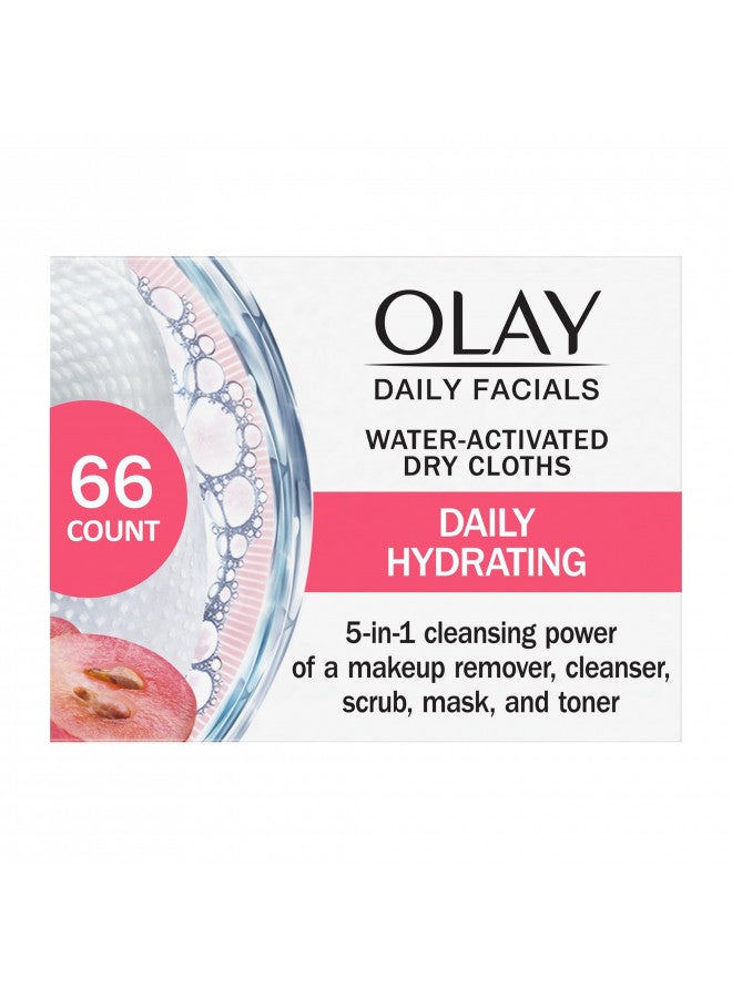 Olay Daily Facials, Daily Clean Makeup Removing Facial Cleansing Wipes, 5-in-1 Water Activated Cloths, Exfoliates, Tones and Hydrates Skin, 66 count