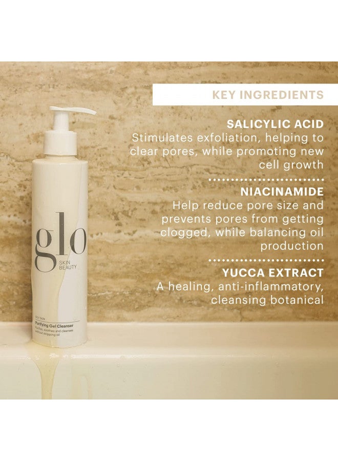 Glo Skin Beauty Purifying Gel Cleanser - Salicylic Acid Face Wash Targets Clogged Pores, Excess Oil & Breakouts - Gently Exfoliates and Minimizes the Appearance of Fine Lines