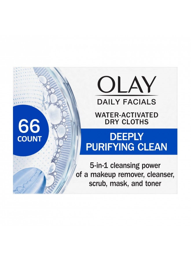 Olay Daily Facials, Deeply Purifying Clean, 5-in-1 Cleansing Wipes with Power of a Makeup Remover, Scrub, Toner, Mask and Cleanser, 66 Count