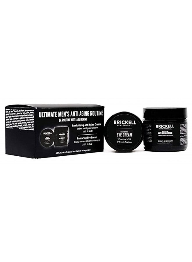 Brickell Men's Ultimate Anti-Aging Routine, Anti-Wrinkle, Night Face Cream and Eye Cream to Reduce Puffiness, Wrinkles, Dark Circles, Under Eye Bags, Natural and Organic, Unscented