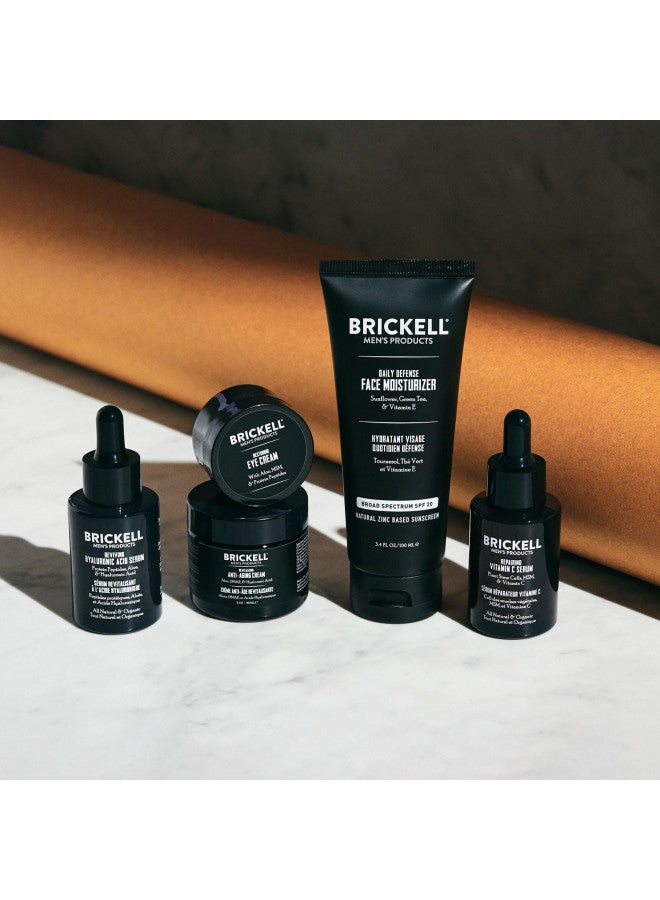 Brickell Men's Complete Defense Anti Aging Routine, Night Face Cream, Vitamin C Day and Night Serum, Facial Moisturizer w/SPF and Eye Cream, Natural and Organic, Unscented