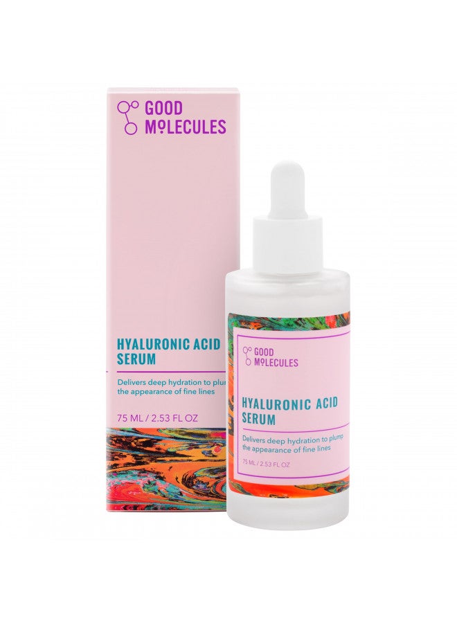 Good Molecules Hyaluronic Acid Serum 75ml/2.5oz - Deep Hydration for Dry Skin, Non-greasy Formula to Moisturize, Plump, Firm, and Smooth - 10% HA, Water-Based, Fragrance-Free, Cruelty-Free