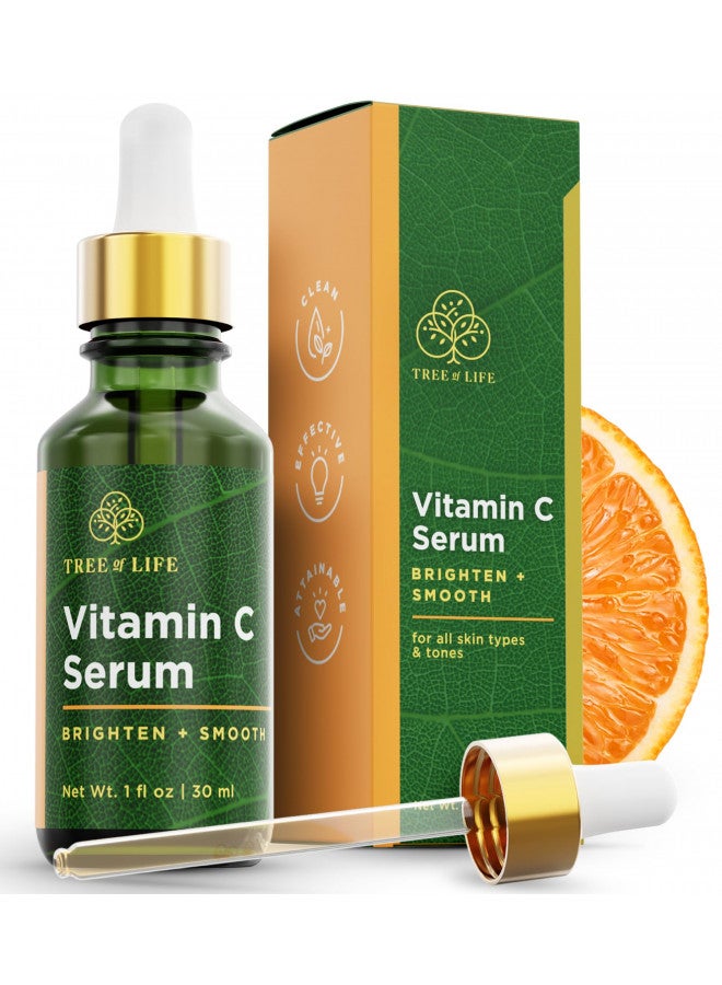 Tree of Life Vitamin C Serum for Face - 1 Fl Oz Skin Care Serums - Moisturizing Vitamin E for Brightening & Smoothing Dry Skin, Anti-Aging, Wrinkles & Dark Spot, Sensitive Skin - Dermatologist-Tested