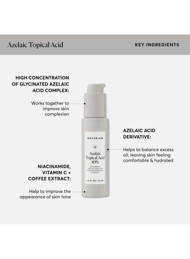 Naturium Azelaic Topical Acid 10%, Brightening Face & Skin Care Treatment with Niacinamide & Vitamin C, 1 oz