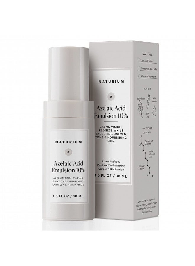 Naturium Azelaic Acid Emulsion 10% Plus Bioactive Brightening Complex & Niacinamide, Aging Skin Treatment, 1 oz