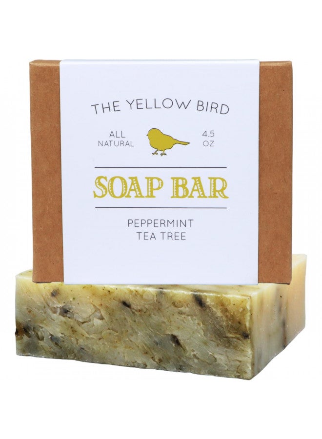 The Yellow Bird Peppermint Tea Tree Soap Bar. Made In USA with All Natural & Organic Ingredients. Pure Essential Oils. Sensitive Skin Body & Face Soap.