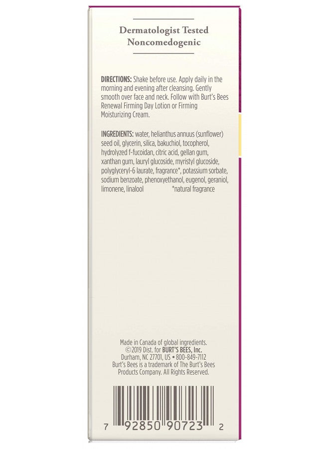 Burt's Bees Renewal Intensive Firming Serum with Bakuchiol Natural Retinol Alternative 1 ounce (Packaging May Vary)