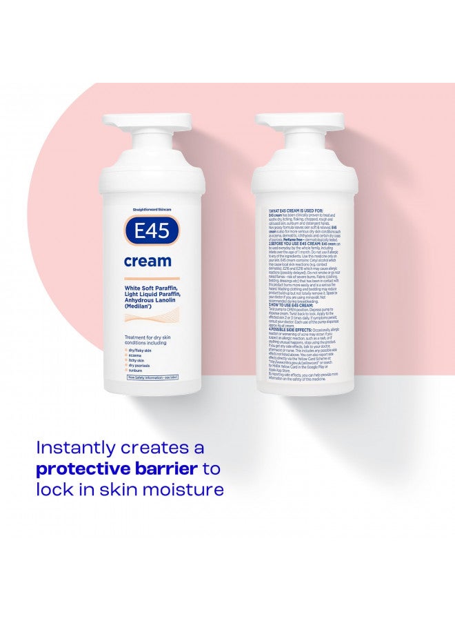 E45 Eucalyptus Scented Cream, 500g - Whole Body Moisturizer for Dry Skin & Eczema Relief, Paraffin Enriched