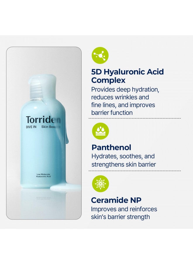 Torriden DIVE-in Hyaluronic Acid Skin Hydrating Booster 6.76 fl oz | Deep Nourishing Facial Moisturizing Toner for Dry, Sensitive Skin | Hyaluronic Acid, Panthenol, Ceramide