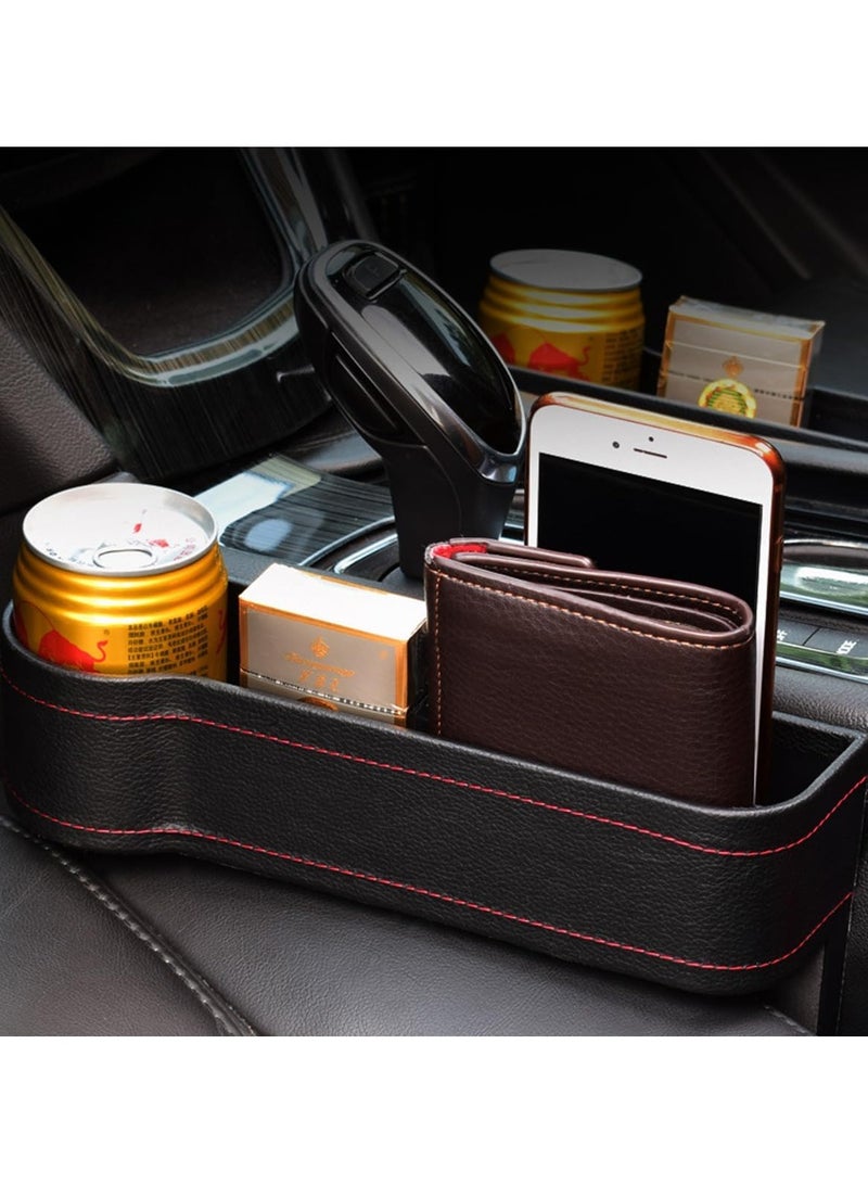 2 Pack Car Seat Gap Organizer Storage Box Cup Holder Car Console Side Pockets Pu Leather Cellphones Key Cards Sunglasses Small Items Car Interior Accessories