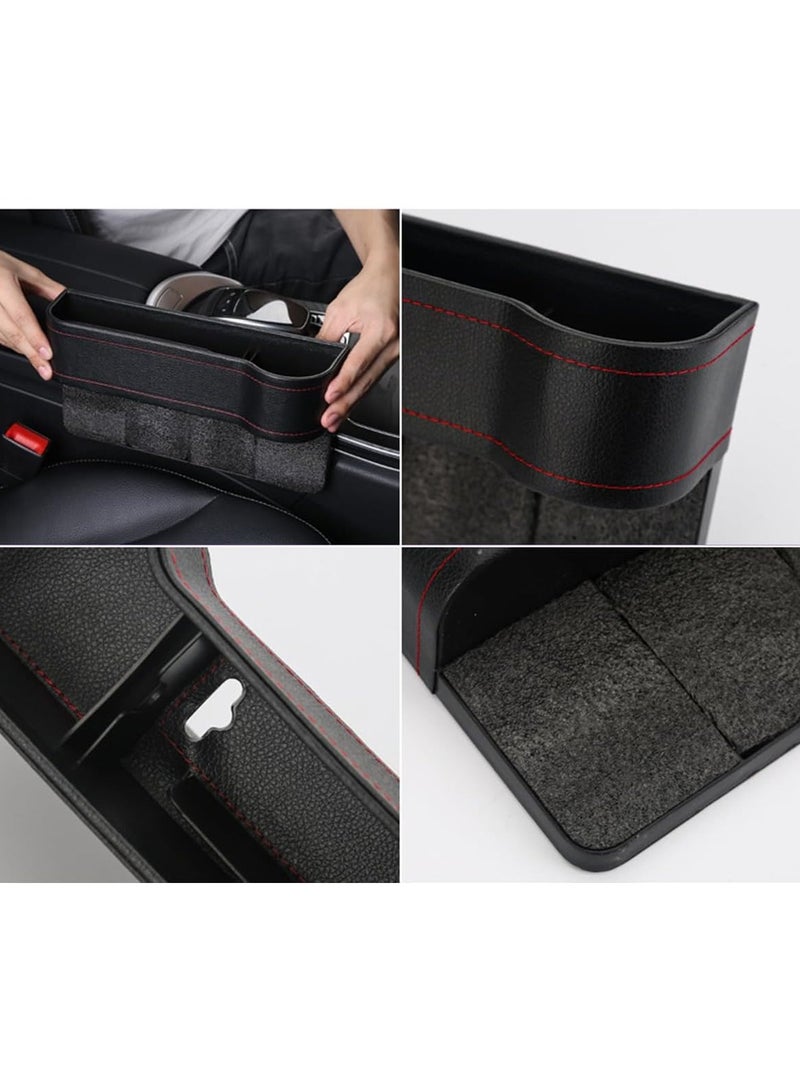 2 Pack Car Seat Gap Organizer Storage Box Cup Holder Car Console Side Pockets Pu Leather Cellphones Key Cards Sunglasses Small Items Car Interior Accessories