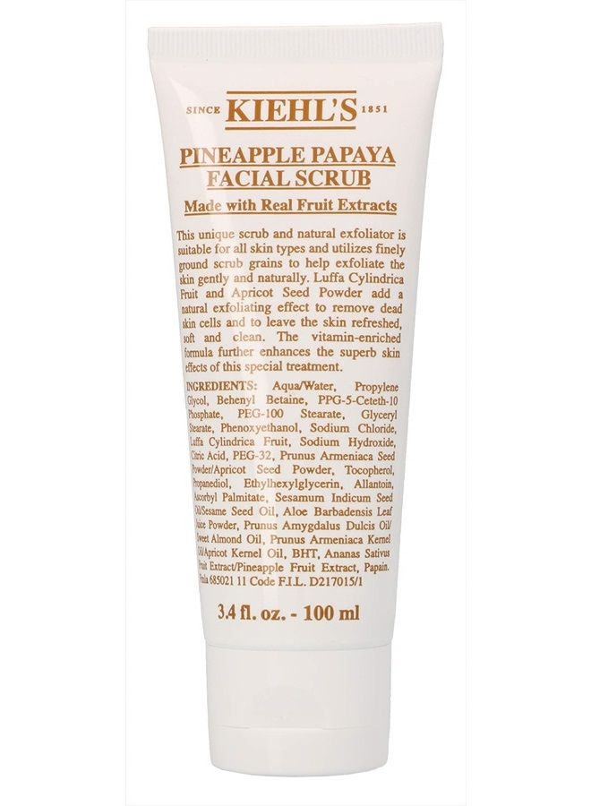 Pineapple Papaya Facial Scrub With Real Fruit Extracts, 3.4 Ounce